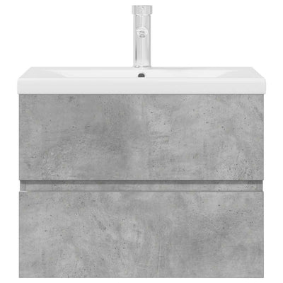 Betoninharmaa kylpyhuonekalustesarja Fl (2-osainen, puinen)