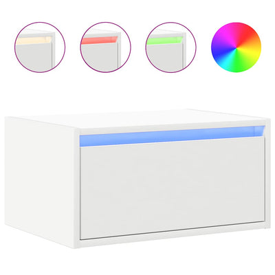 Valkoinen seinäkiinnitettävät yöpöydät led-valoilla Ojovan (2 kpl)