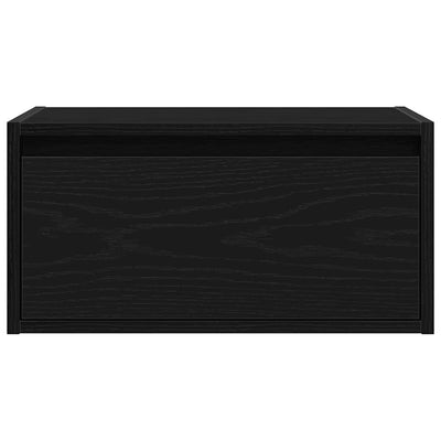 Musta seinäkiinnitettävä yöpöytä Ojovan (led-valoilla tammi)