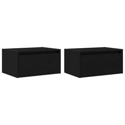 Musta seinäkiinnitettävät yöpöydät led-valoilla Ojovan (2 kpl tammi)