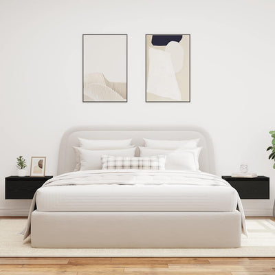 Musta seinäkiinnitettävät yöpöydät led-valoilla Ojovan (2 kpl tammi)