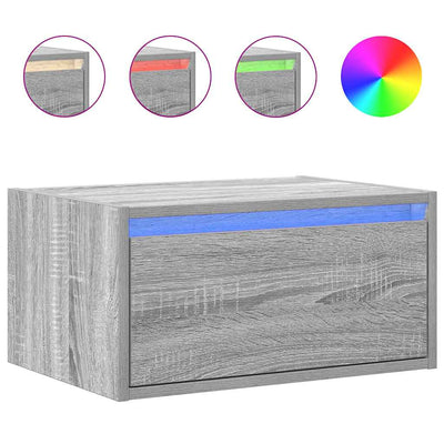 Harmaa seinäkiinnitettävä yöpöytä Ojovan (led-valoilla sonoma)