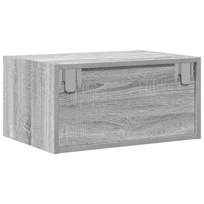 Harmaa seinäkiinnitettävä yöpöytä Ojovan (led-valoilla sonoma)