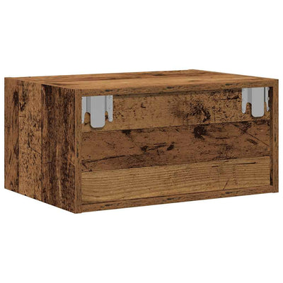 Seinäkiinnitettävä yöpöytä Ojovan (led-valoilla vanhaa puuta)