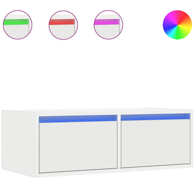 Valkoinen tv-kaappi led-valoilla Ojovan 75x35,5x25cm