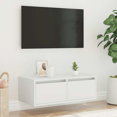 TV-kaappi LED-valoilla valkoinen 75x35,5x25 cm