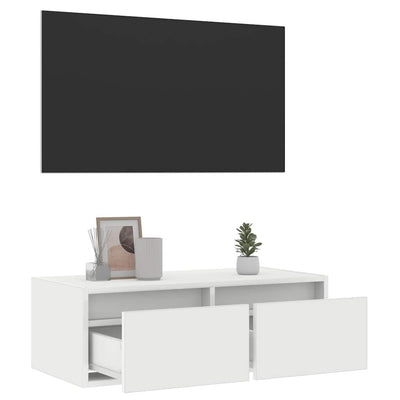 TV-kaappi LED-valoilla valkoinen 75x35,5x25 cm