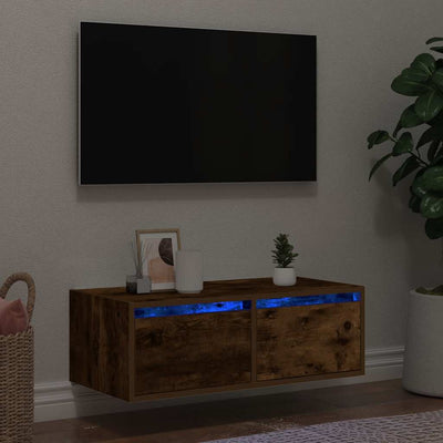 Savustettu tammi tv-kaappi led-valoilla Ojovan 75x35,5x25cm
