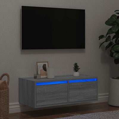 Harmaa tv-kaappi Ojovan 75x35,5x25cm (led-valoilla)