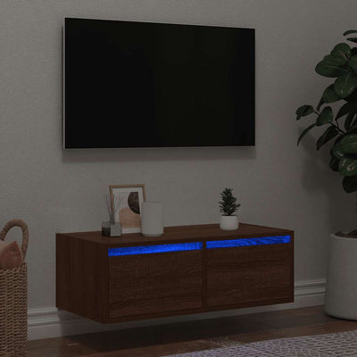 Ruskea tammi tv-kaappi Ojovan 75x35,5x25cm (led-valoilla)