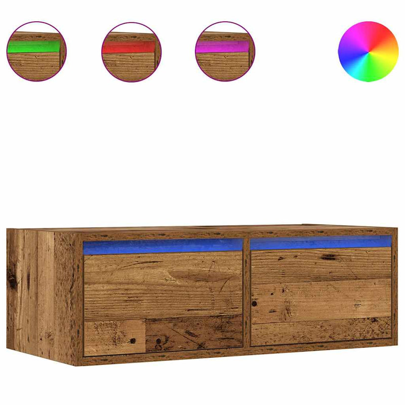 Vanha puu tv-taso led-valoilla Ojovan 75x35,5x25cm