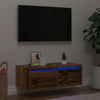 TV-taso LED-valoilla vanha puu 75x35,5x25 cm