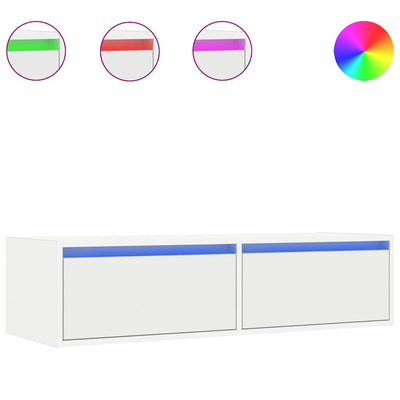 TV-kaappi LED-valoilla valkoinen 100X35,5x25 cm