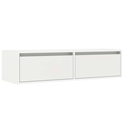 Valkoinen tv-kaappi led-valoilla Ojovan 100X35,5x25cm