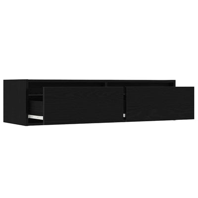 TV-kaappi LED-valoilla musta tammi 100X35,5x25 cm