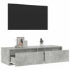 TV-kaappi LED-valoilla betoninharmaa 100X35,5x25 cm