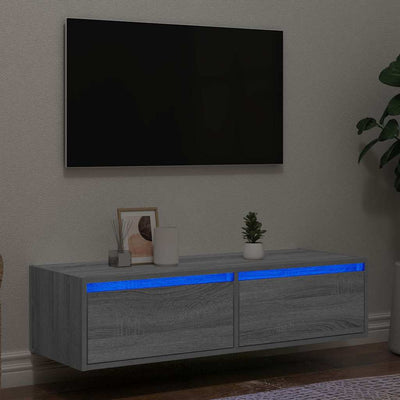 Harmaa tv-kaappi led-valoilla Ojovan 100X35,5x25cm