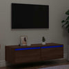 TV-kaappi LED-valoilla ruskea tammi 100X35,5x25 cm