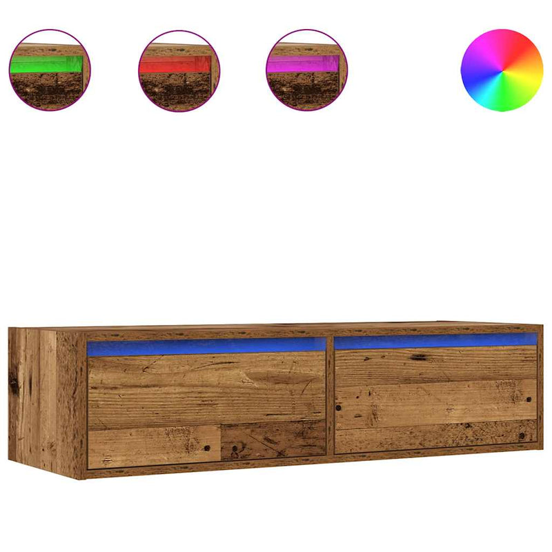 Vanha puu tv-taso led-valoilla Ojovan 100X35,5x25cm