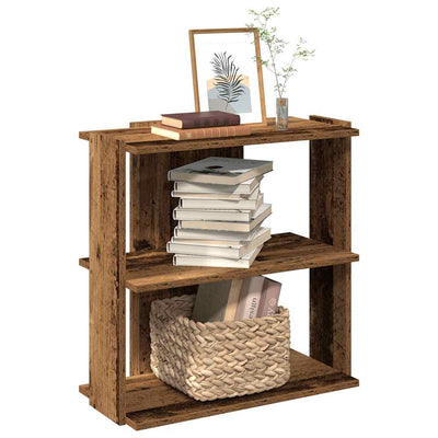 Kirjahylly 3-kerroksinen Old Wood 60x30x60 cm Engineered Wood