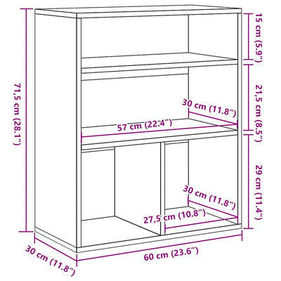 Kirjahylly Sonoma-tammi 60x30x71,5 cm lastulevy
