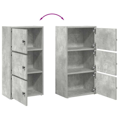 Kirjahylly betoninharmaa 40x24x77 cm tekninen puu