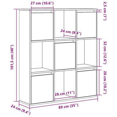 Kirjahylly ruskea tammi 89x24x101,5 cm tekninen puu