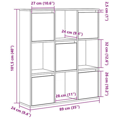 Kirjahylly vanha puu 89x24x101,5 cm tekninen puu