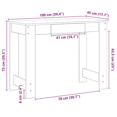 Työpöytä artesaani tammi 100x45x75 cm tekninen puu
