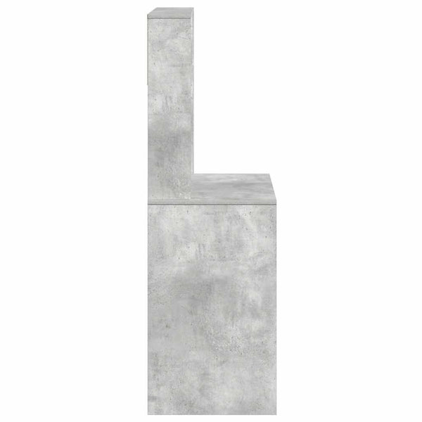 Työpöytä hyllyillä betoninharmaa 100x45x140 cm tekninen puu