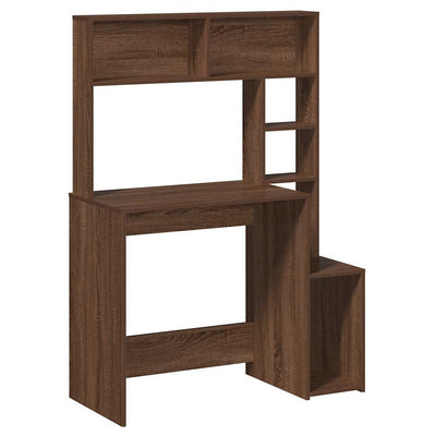 Ruskea tammi työpöytä hyllyillä Otilio 100x45x140cm (puinen)