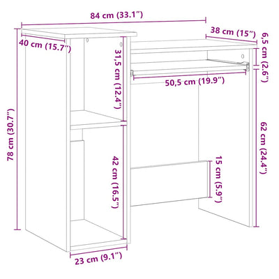 Savutammi työpöytä hyllyillä Pazara 84x40x78cm (puinen)