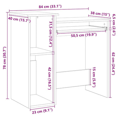 Tammi työpöytä hyllyillä käsityöläinen Pazara 84x40x78cm