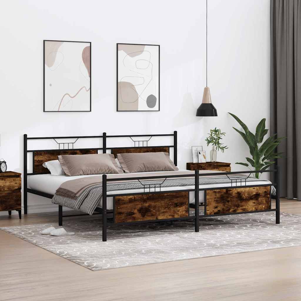 Ilman patjaa metallinen sängynrunko Trufasu savutammi 200x200cm
