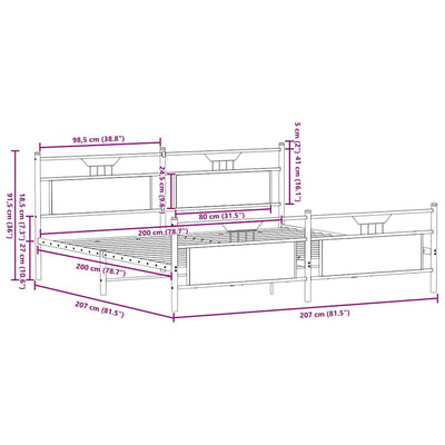 Savutammi metallinen sängynrunko ilman patjaa Trufasu 200x200cm