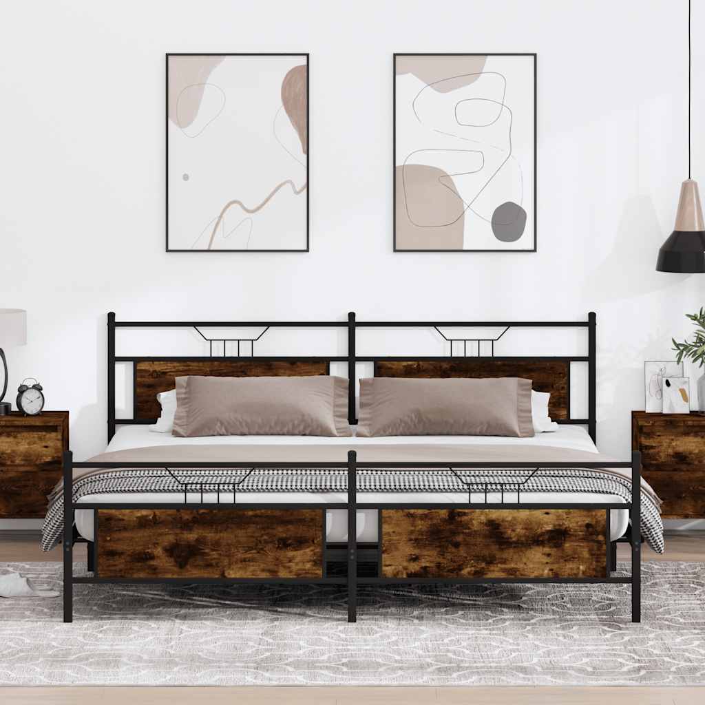 Ilman patjaa metallinen sängynrunko Trufasu savutammi 200x200cm