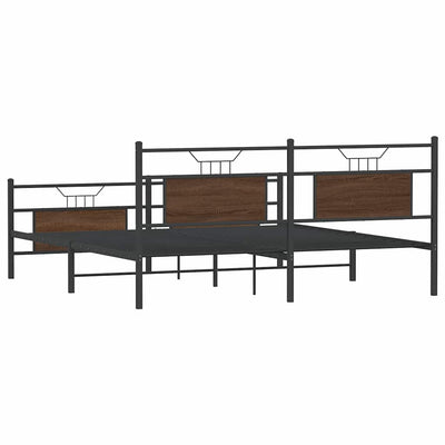 Metallinen sängynrunko ruskea tammi 183x213 cm