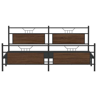 Ruskea tammi metallinen sängynrunko Trufasu 193x203cm