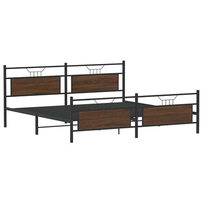 Metallinen sängynrunko ilman patjaa ruskea tammi 200x200 cm