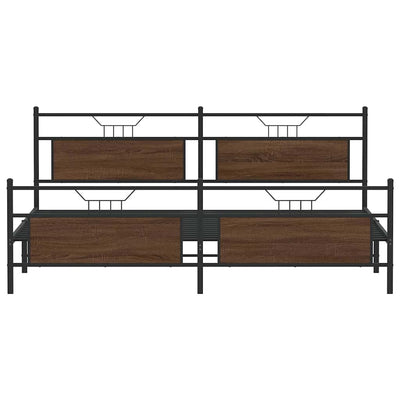 Metallinen sängynrunko ilman patjaa ruskea tammi 200x200 cm