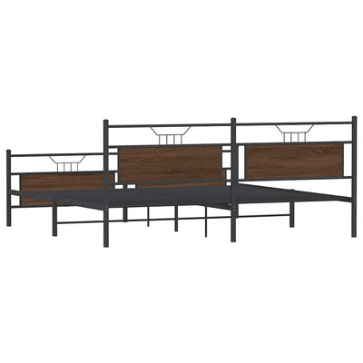 Metallinen sängynrunko ilman patjaa ruskea tammi 200x200 cm