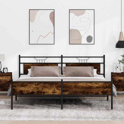 Metallinen sängynrunko ilman patjaa savutammi 200x200 cm