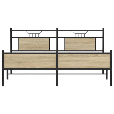 Sonoma-tammi metallinen sängynrunko ilman patjaa Trufasu 180x200cm