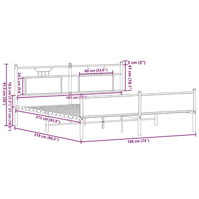 Savutammi metallinen sängynrunko ilman patjaa Trufasu 183x213cm