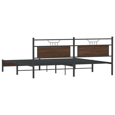 Metallinen sängynrunko ilman patjaa ruskea tammi 200x200 cm