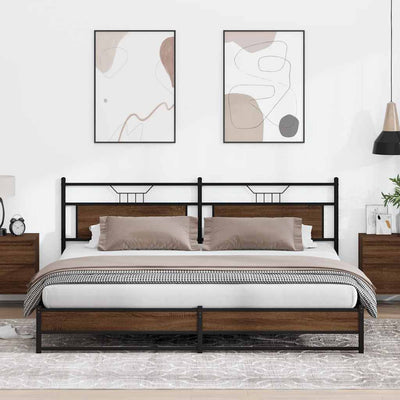 Ruskea tammi metallinen sängynrunko Trufasu 193x203cm