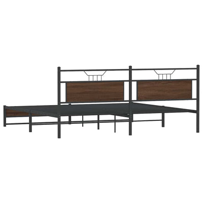 Metallinen sängynrunko ilman patjaa ruskea tammi 200x200 cm