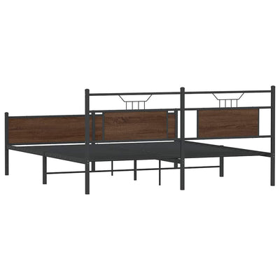 Metallinen sängynrunko ruskea tammi 183x213 cm