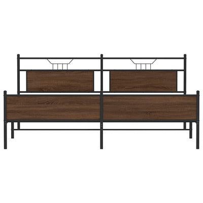 Ruskea tammi metallinen sängynrunko Trufasu 193x203cm