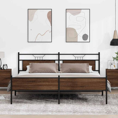 Ruskea tammi metallinen sängynrunko Trufasu 193x203cm